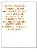 NR 567 ADVANCED  PHARMACOLOGY  MIDTERM EXAM 2024  ACTUAL EXAM  COMPLETE 250  QUESTIONS WITH  DETAILED VERIFIED  ANSWERS (100%  CORRECT) / ALREADY  GRADED A+