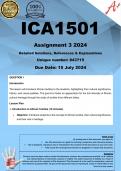 ICA1501 Assignment 3 (COMPLETE ANSWERS) 2024 (843715)- DUE 15 July 2024