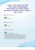 Exam 3: NUR 3128 (Latest 2024- 2025 Update) Pathophysiology/ Pharmacology in Nursing 2 Drugs| Questions and Verified Answers- Grade A -100% Correct