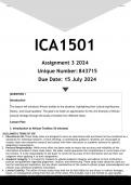 ICA1501 Assignment 3 (ANSWERS) 2024 - DISTINCTION GUARANTEED
