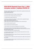  2024 NFHS Baseball Exam Part 1 | With complete solution | Updated RATED A+