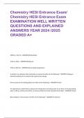 Chemistry HESI Entrance Exam/ Chemistry HESI Entrance Exam EXAMINATION WELL WRITTEN  QUESTIONS AND EXPLAINED  ANSWERS YEAR 2024 /2025  GRADED A+