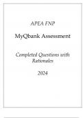 APEA FNP MyQbank Assessment New Completed Questions with Rationales 2024