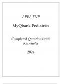 APEA FNP MyQbank Pediatrics New Completed Questions with Rationales 2024