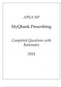 APEA NP MyQbank Prescribing New Completed Questions with Rationales 2024