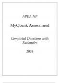 APEA NP MyQbank Assessment New Completed Questions with Rationales 2024.