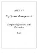 APEA NP MyQbank Management New Completed Questions with Rationales 2024