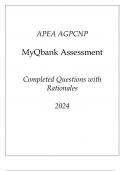 APEA AGPCNP MyQbank Assessment New Completed Questions with Rationales 2024