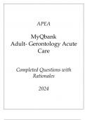 APEA AGACNP MyQbank Adult-Gerontology Acute Care New Completed Questions with Rationales