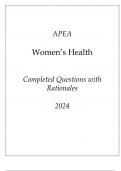 APEA WHNP MyQbank Women's Health New Completed Questions with Rationales 2024