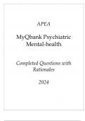 APEA PMHNP MyQbank Psychiatric Mental-Health New Completed Questions with Rationales 2024