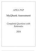 APEA PNP MyQbank Assessment New Completed Questions with Rationales 2024