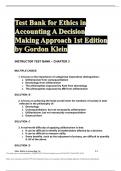 Test Bank for Ethics in Accounting A Decision Making Approach 1st Edition by Gordon Klein 