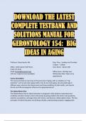 DOWNLOAD THE LATEST COMPLETE TESTBANK AND SOLUTIONS MANUAL FOR GERONTOLOGY 154:  BIG IDEAS IN AGING