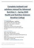 Complete testbank and solutions manual for Advanced Nutrition 1 – Spring 2024 Health and Nutrition Sciences  Brooklyn College  