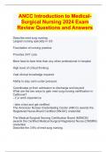 ANCC Introduction to Medical-Surgical Nursing 2024 Exam Review Questions and Answers