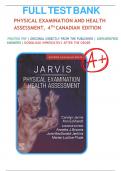 Test Bank for Physical Examination and Health Assessment Canadian, 4th Edition by Jarvis, All Chapters 1-31 LATEST