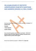 OKLAHAMA BOARD OF DENTISTRY  JURISPRUDENCE EXAM WITH QUESTIONS  AND ANSWERS [GRADED A+} REAL EXAM!!!