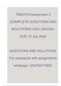 TMN3704 Assignment 3 (COMPLETE QUESTIONS AND SOLUTIONS) 2024 (200222)- DUE 10 July 2024