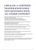 CHICK-FIL-A CERTIFIED TRAINER KNOWLEDGE TEST QUESTIONS WITH ALL PASSED ANSWERS!!