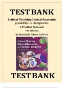 Test Bank For Critical Thinking, Clinical Reasoning, and Clinical Judgment: A Practical Approach 7th Edition by Rosalinda Alfaro-LeFevre||ISBN NO:10,0275972356||ISBN NO:13,978-0323581257||All Chapters||Complete Guide A+