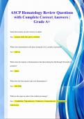 ASCP Hematology Review Questions  with Complete Correct Answers |  Grade A+