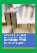 BCMAS 1: PHARM INDUSTRY (2024) QUESTIONS WITH COMPLETE ANS!!