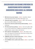 NUR155 / NUR 155 Foundations of Nursing - Galen  EXAM 3 REVIEW 70 QUESTIONS WITH VERIFIED ANSWERS . A+ GRADE RATED