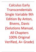 Solutions Manual for  Calculus Early Transcendentals Single Variable 9th Edition By Anton, Bivens, Davis