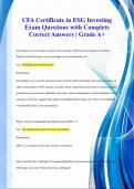CFA Certificate in ESG Investing  Exam Questions with Complete  Correct Answers | Grade A+