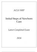 ACLS NRP Initial Steps of Newborn Care Latest Completed Exam 2024