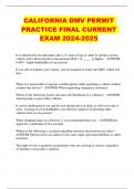 CALIFORNIA DMV PERMIT PRACTICE FINAL CURRENT EXAM 2024-2025