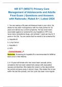 BUNDLE for NR 577 (NR577) Final Exam | Primary Care Management of Adolescents and Adults Final Exam | 100+ Questions and Answers Rated A+ | Chamberlain