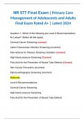 NR 577 Final Exam | Primary Care Management of Adolescents and Adults Final Exam Rated A+ | Latest 2024