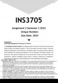 INS3705 Assignment 2 (ANSWERS) Semester 2 2024 - DISTINCTION GUARANTEED