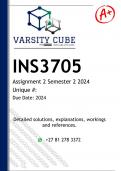 INS3705 Assignment 2 (DETAILED ANSWERS) Semester 2 2024 - DISTINCTION GUARANTEED