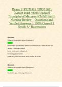 Exam 1, Exam 2 & Final Exams: PRN1831 / PRN 1831 (ALL Latest 2024 / 2025 Updates STUDY BUNDLE WITH COMPLETE SOLUTIONS) Principles of Maternal-Child Health Nursing Reviews | Questions and Verified Answers | 100% Correct | Grade A - Rasmussen