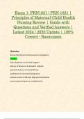 Exam 1: PRN1831 / PRN 1831 | Principles of Maternal-Child Health Nursing Review | Guide with Questions and Verified Answers | Latest 2024 / 2025 Update | 100% Correct - Rasmussen