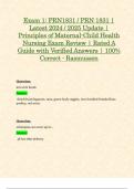 Exam 1: PRN1831 / PRN 1831 | Latest 2024 / 2025 Update | Principles of Maternal-Child Health Nursing Exam Review | Rated A Guide with Verified Answers | 100% Correct - Rasmussen