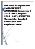 INS3705 Assignment 2 (COMPLETE ANSWERS) Semester 2 2024 - DUE August 2024 ; 100% TRUSTED Complete, trusted solutions and explanations.