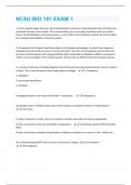 NCSU BIO 181 EXAM 1 QUESTIONS AND ANSWERS RATED 100% CORRECT!!