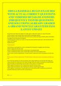 OHSAA BASEBALL RULES EXAM 2024  WITH ACTUAL CORRECT QUESTIONS  AND VERIFIED DETAILED ANSWERS  |FREQUENTLY TESTED QUESTIONS  AND SOLUTIONS |ALREADY GRADED  A+|BRAND NEW!!|GUARANTEED PASS  |LATEST UPDATE