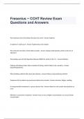 Fresenius ~ CCHT Review Exam Questions and Answers