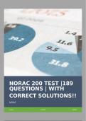 NORAC 200 TEST |189 QUESTIONS | WITH CORRECT SOLUTIONS!!