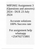 MIP2602 Assignment 3 (COMPLETE ANSWERS) 2024 - DUE 23 July 2024