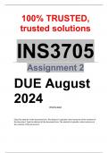 INS3705 Assignment 2 (COMPLETE ANSWERS) Semester 2 2024 - DUE August 2024 ; 100% TRUSTED, trusted solutions