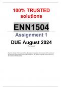 Assignment 1 (COMPLETE ANSWERS) Semester 2 2024 - DUE August ENN1504 2024 ; 100% TRUSTED solutions 