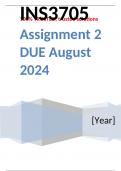 INS3705 Assignment 2 (COMPLETE ANSWERS) Semester 2 2024 - DUE August 2024 ; 