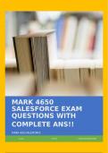 MARK 4650 SALESFORCE EXAM QUESTIONS WITH COMPLETE ANS!!