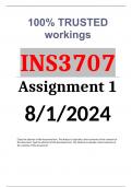 INS3707 Assignment 1 (COMPLETE ANSWERS) Semester 2 2024 - DUE August 2024 ; 100% TRUSTED solutions 